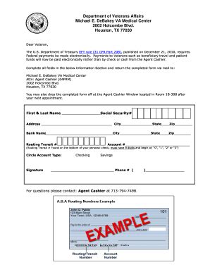 Fillable Online houston va EFT Set Up Form - Michael E. DeBakey VA ...
