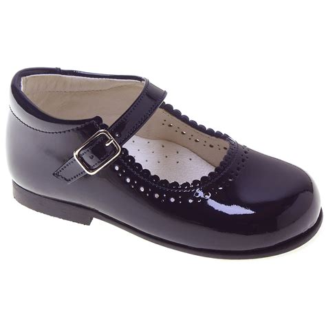 Toddler Girls Navy Patent Mary Jane Shoes Scallop Edge | Cachet Kids