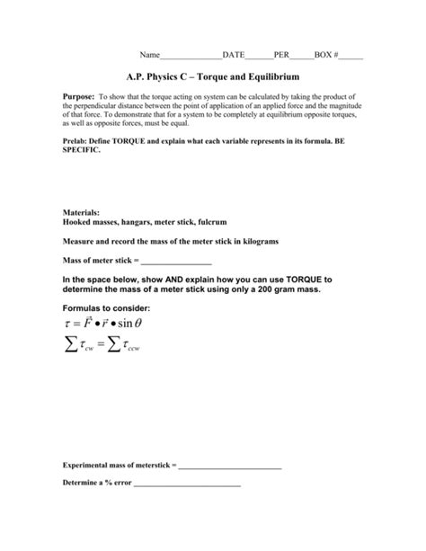 Image result for Torque AP Physics 1 Practice Problem
