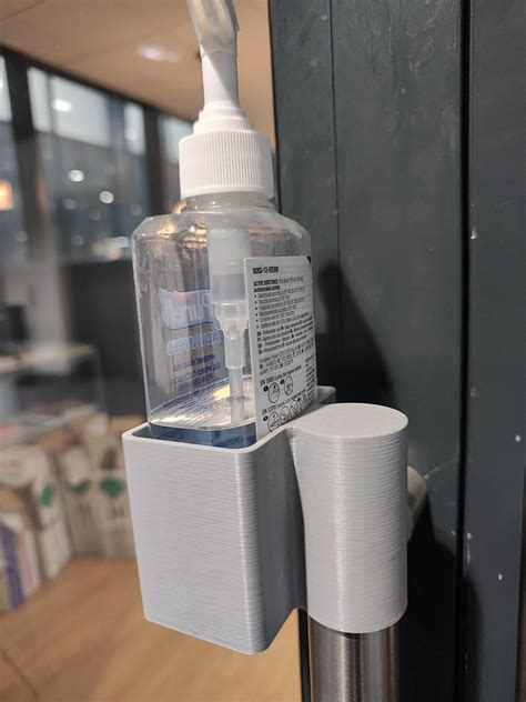 This Hand Sanitiser Holder I designed and printed in March 2020 is still in use at my work ...