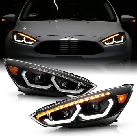 Buy ACANII - For [Halogen w/o LED DRL] 2015-2018 Ford Focus Black ...