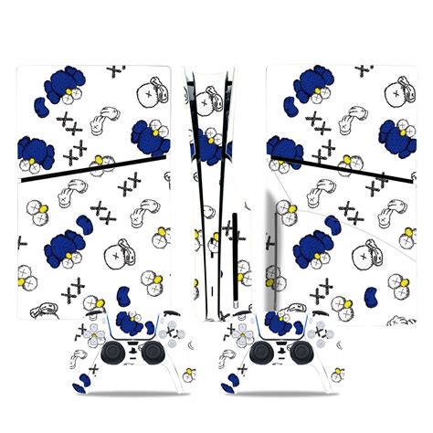 Kaws Blue Pattern Skin Sticker For PS5 Slim - ConsoleSkins.co