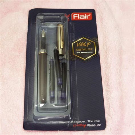 Flair Inky Metal GP Marrown Color Body With Silver Cap Fine Nib With 3 ...