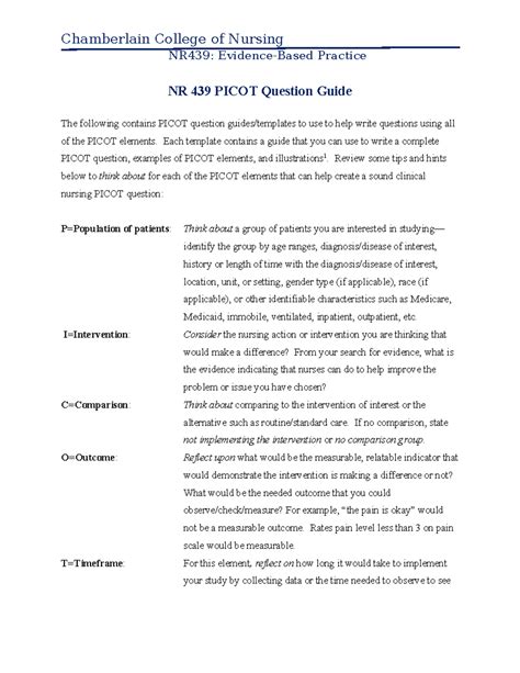 Image result for Examples of Picot Questions