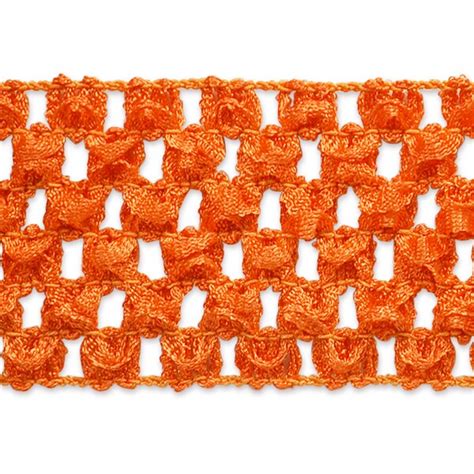 5 yards of 1 3/4" Crochet Stretch Trim | 5 yard cut, Color: Orange ...
