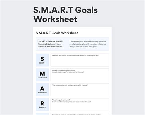 Goal Setting Worksheet Using Smart Download A SMART Goals Worksheet Or