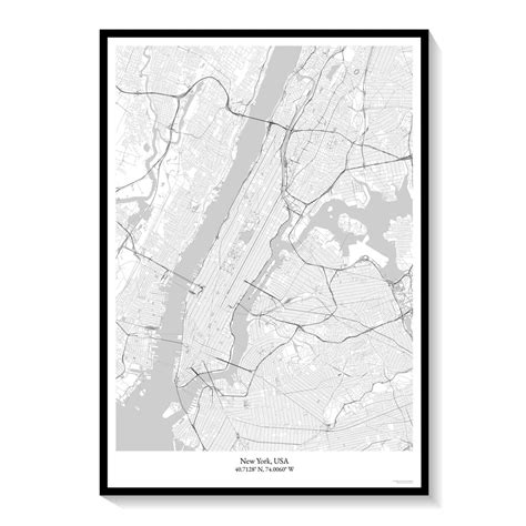 New York Map: Buy Premium Framed Art Prints Online India – Dessine Art