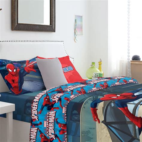 Buy SPACES Spiderman Print Double Bed Sheets - Set of 3 Pcs. from ...