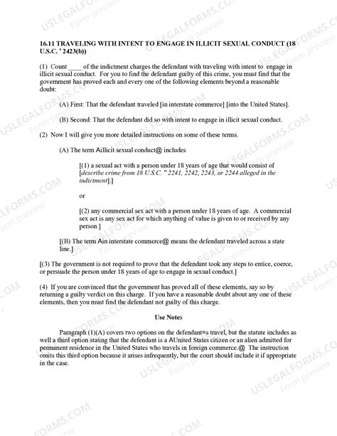 TRAVELING WITH INTENT TO ENGAGE IN ILLICIT SEXUAL CONDUCT | US Legal Forms