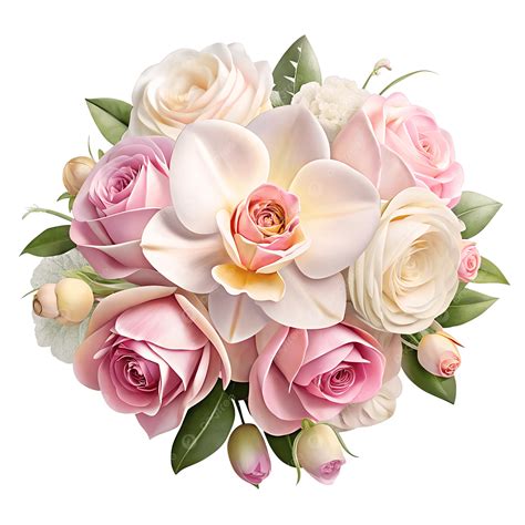 Pink And White Flower Bouquet Clipart Illustration, Pink Rose Bouquet ...