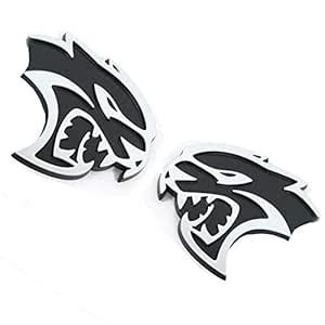 WindCar Hellcat Emblem 1Pair SRT Hellcat Head Metal Badges Decal for ...