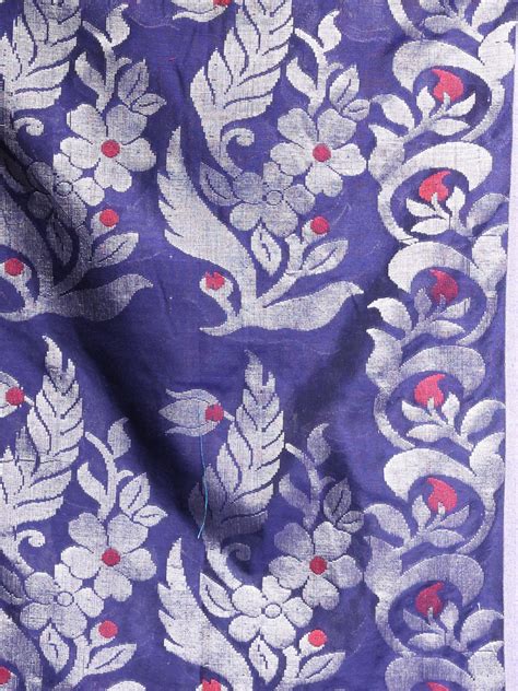 Navy Blue Pure Cotton Soft Saree With Nakshi Designs – Charukriti