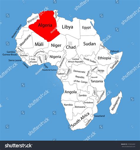 Algeria Vector Map Silhouette Isolated On : image vectorielle de stock (libre de droits) 315925493