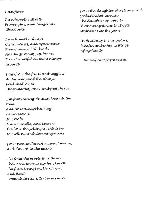 Where I Am From Poem Template