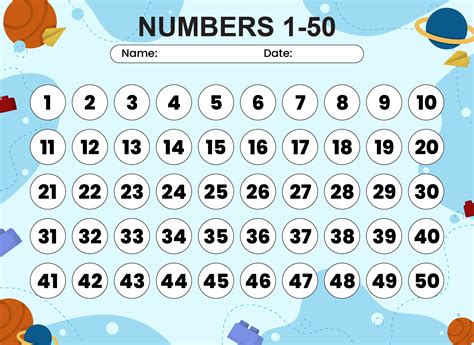 Large Printable Numbers 1 50