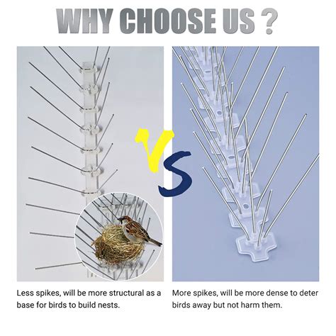 CHERAINTI Bird Spikes for Pigeons Small Birds Cover 15 Feet 14 Strips ...