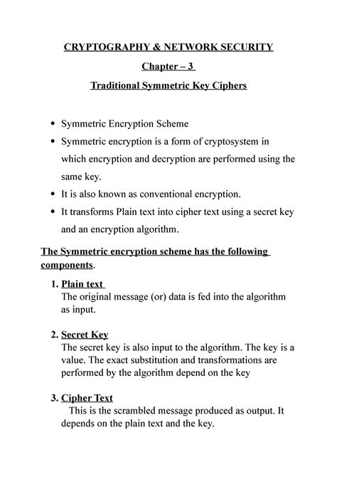 Chapter 3 - Traditional Symmetric Key ciphers - CRYPTOGRAPHY & NETWORK ...