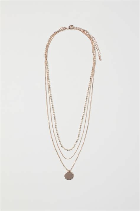 Three-strand necklace - Rose gold-coloured - Ladies | H&M IN