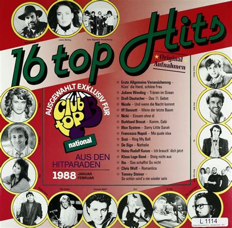 16 top Hits. Aus den Hitparaden Januar/Februar 1988 – Bertelsmann Vinyl ...