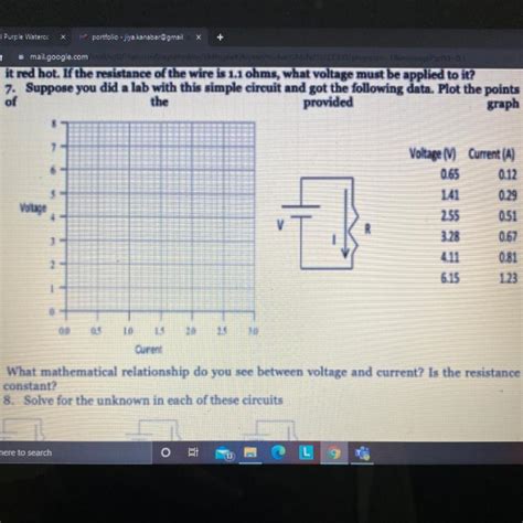 7. Suppose you did a lab with this simple circuit and got the following ...