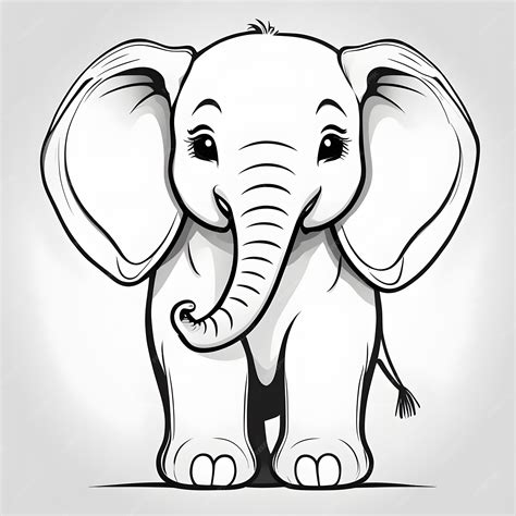 Premium AI Image | Cute Baby Elephant Line Art Drawing
