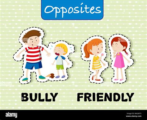 Opposite words for bully and friendly illustration Stock Vector Image ...