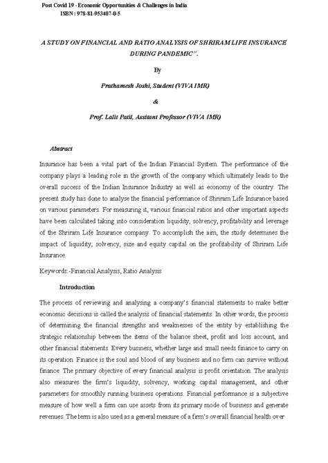 33 - A study on ratio analysis of Shriram Life Insurance - ISBN : 978 ...