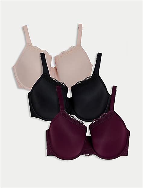 Buy 3pk Wired Full Cup Bras F-H at Marks & Spencer