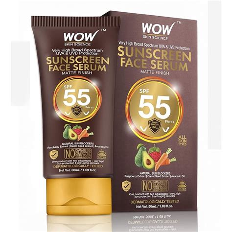 WOW Skin Science Matte Finish Sunscreen Face Serum SPF 55 PA+++ with ...