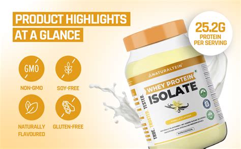 NATURALTEIN Natural Whey Protein Isolate Vanilla - 1 kg (Naturally ...