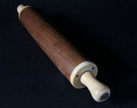 Whaleman Made Antique Whale Ivory Abalone and Hardwood Rolling Pin 19th ...