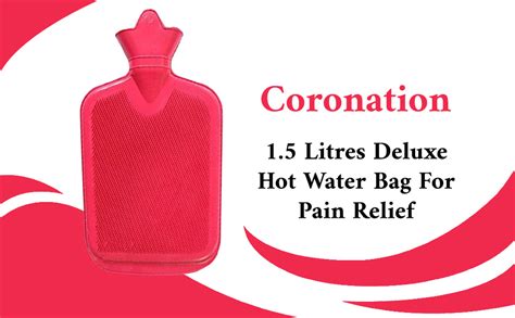 Coronation Deluxe Non-Electrical Hot Water Bag Red Two Side Ribbed 1.5 ...