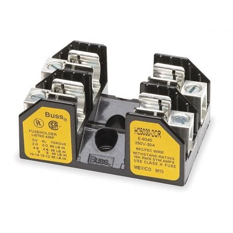 Eaton Bussmann Open Fuse Block, H UL Class, 2 Poles, 0.10 to 30A Amp ...