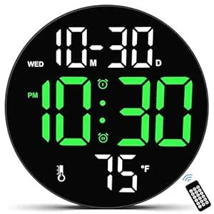 Buy Digital Wall Clock Large Display with Remote Control, Plug in LED ...
