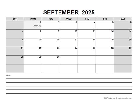 September 2025 Calendar - Free Printable With Holidays And Observances