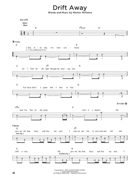 Drift Away by Dobie Gray - Easy Bass Tab - Guitar Instructor
