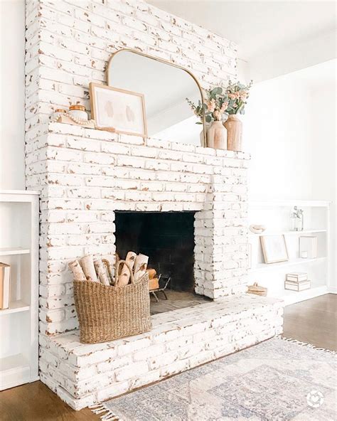 White Wash Brick Fireplace