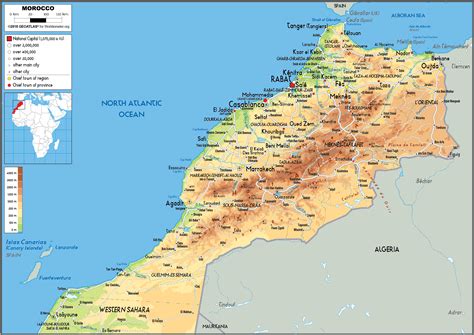 Morocco Map (Physical) - Worldometer