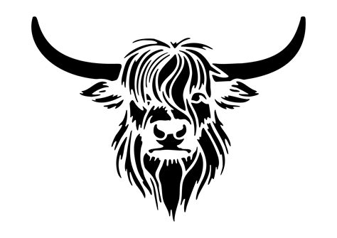 Highland Cow - Reusable Stencil - Non-Adhesive or Self-Adhesive ...