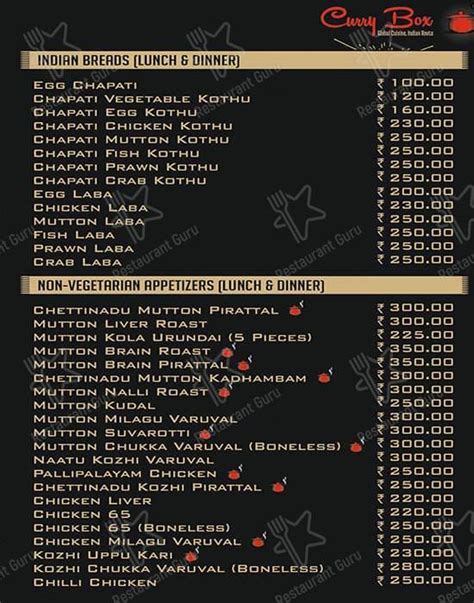 Menu at Curry Box, Chennai, G Block