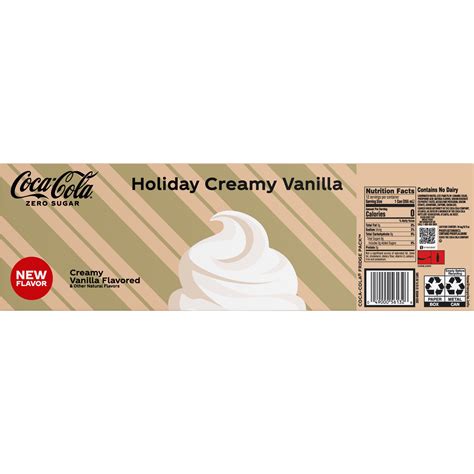 Coca-Cola Zero Sugar Holiday Creamy Vanilla Soda Soft Drink Fridge Pack ...