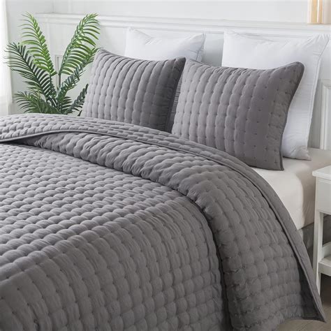 Amazon.com: WDCOZY Dark Grey Twin Size Quilt Bedding Sets with Pillow ...