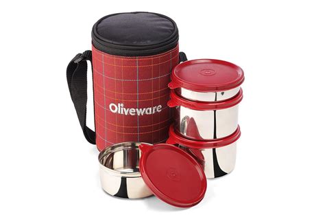 Buy SOPL-OLIVEWARE Mega Lunch Box, 100% Leak Proof, 4 Stainless Steel ...