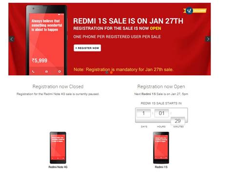 Xiaomi Redmi 1S Flipkart Flash Sale to go Live on 27 January [Update ...