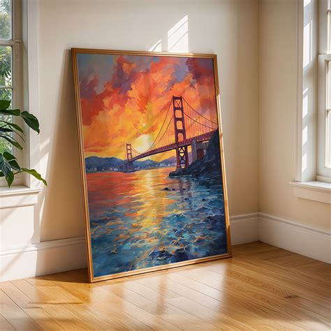 Buy Golden Gate Sunrise Wall Art Painting online in India - TravelArty