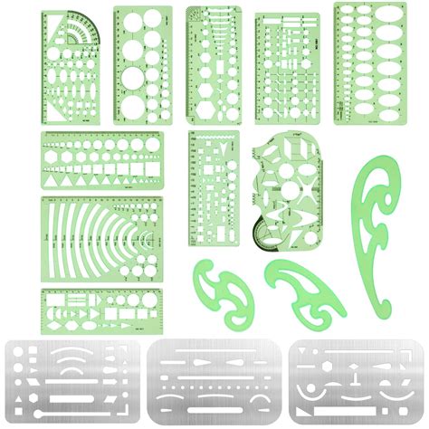 Buy 16 Pcs Geometric Drawings Templates Erasing Shield Template ...