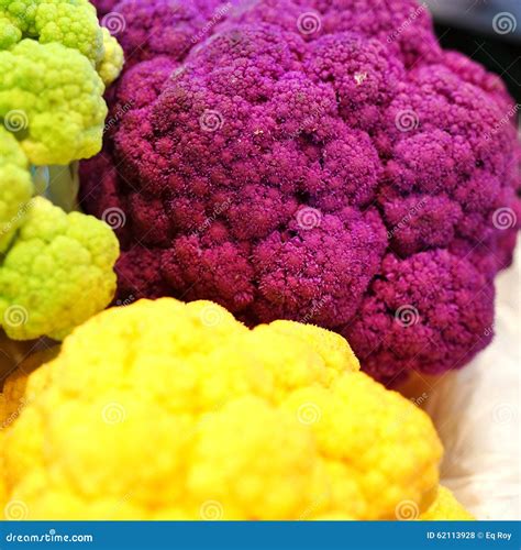 Colorful Purple, Green and Yellow Cauliflower Stock Photo - Image of ...