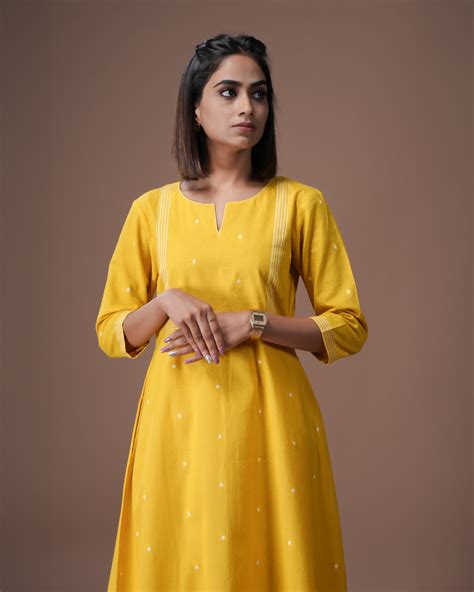 Mango Yellow South Cotton Aline Kurta – JUGALBANDHI