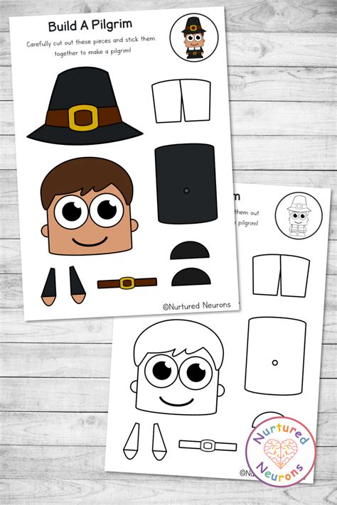 Cute Build A Pilgrim Crafts (Thanksgiving Cut And Paste Activity ...