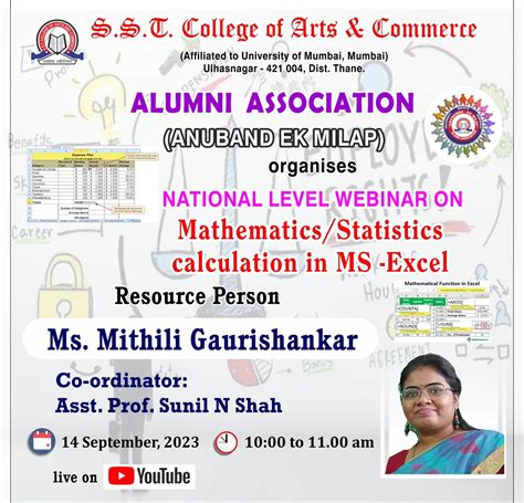 Mathematics/Statistics calculation in MS Excel – SST College